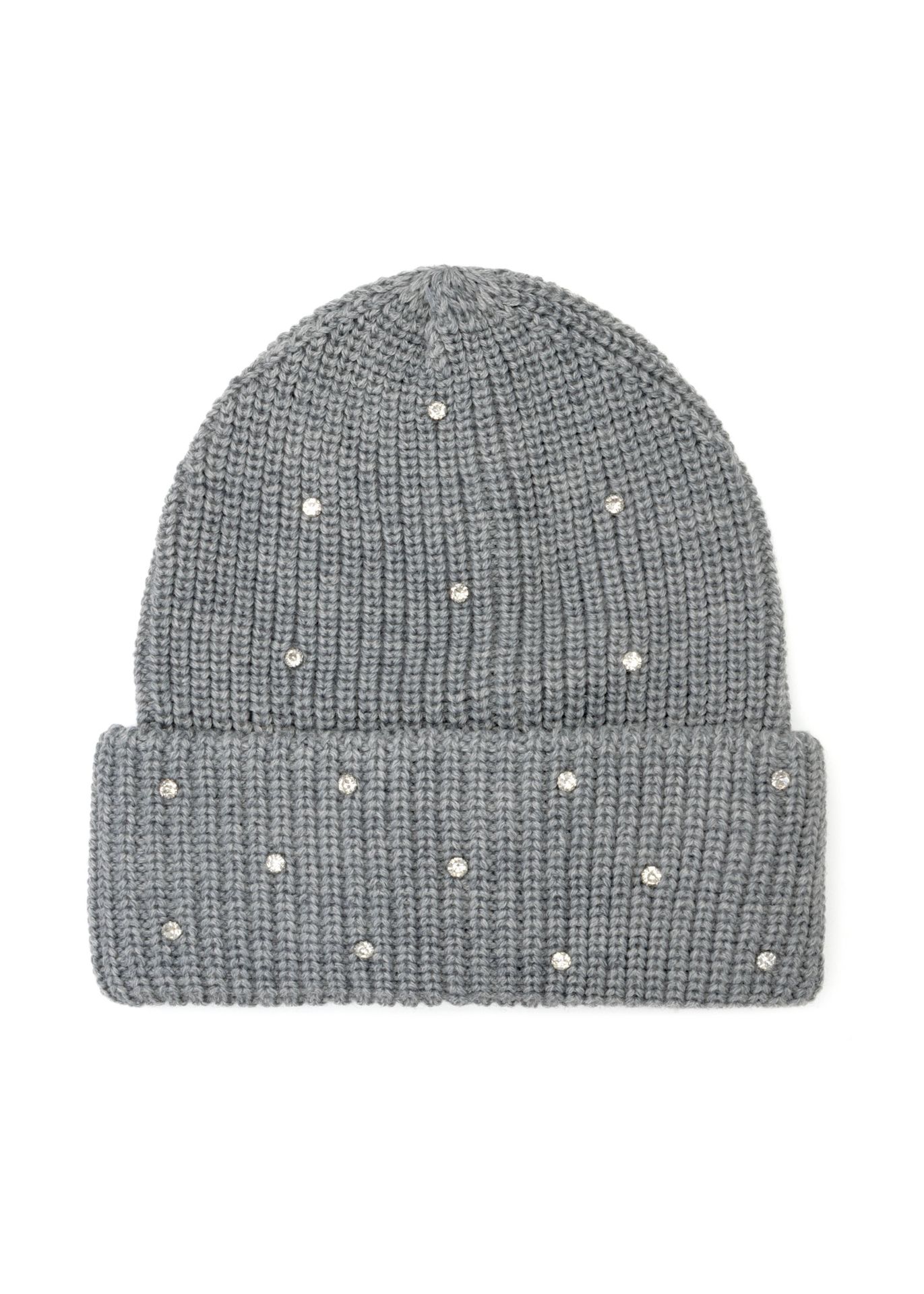 Szara czapka damska z wełną