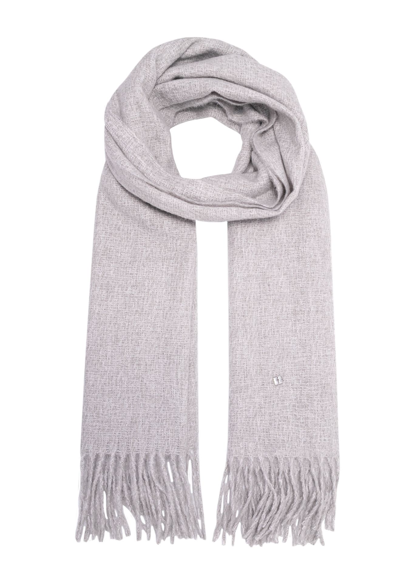 Szary szalik damski z frędzlami