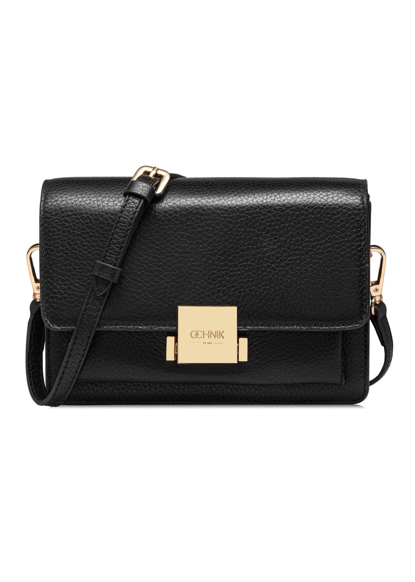Mała czarna torebka damska skórzana