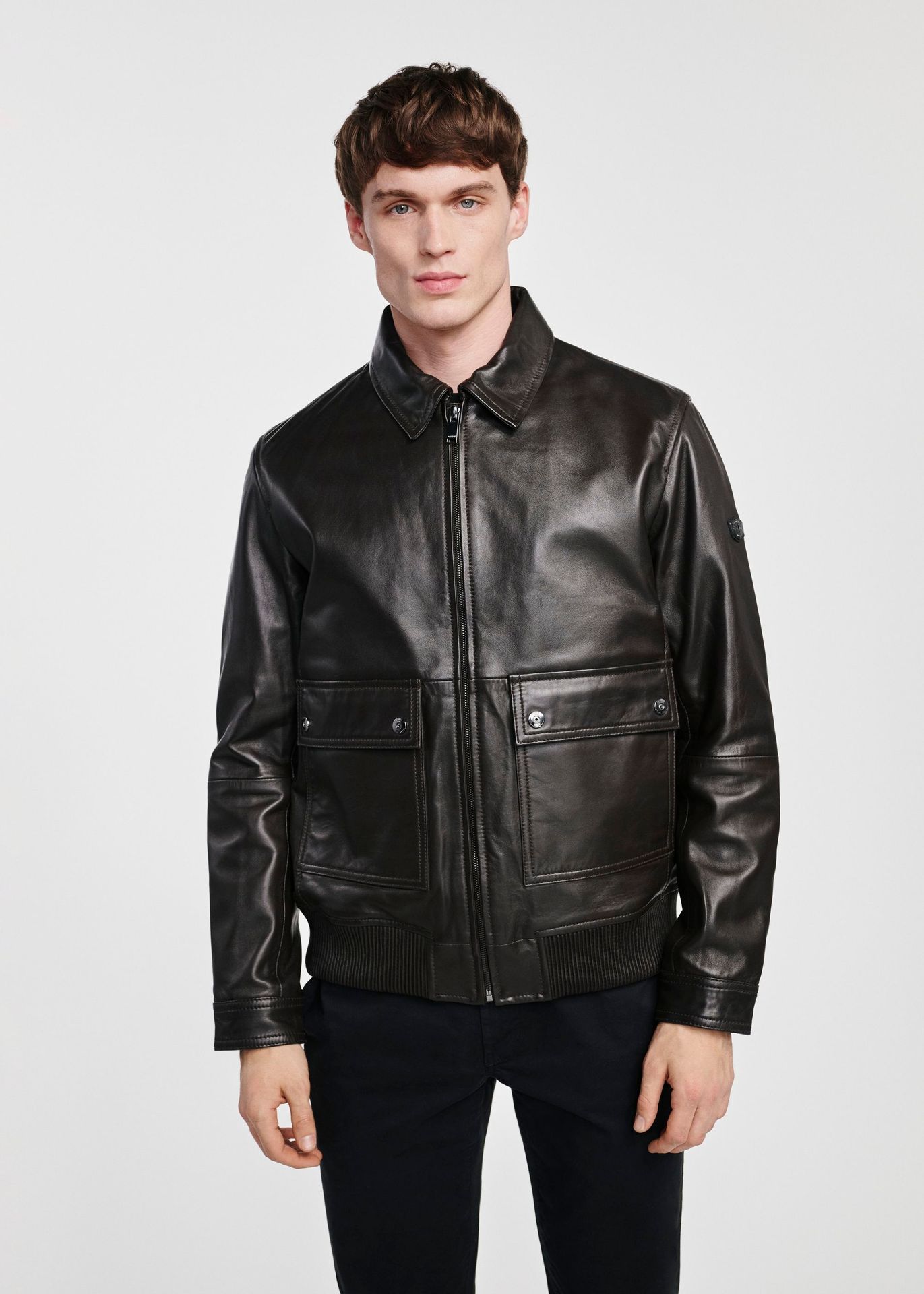 Brązowa skórzana kurtka męska