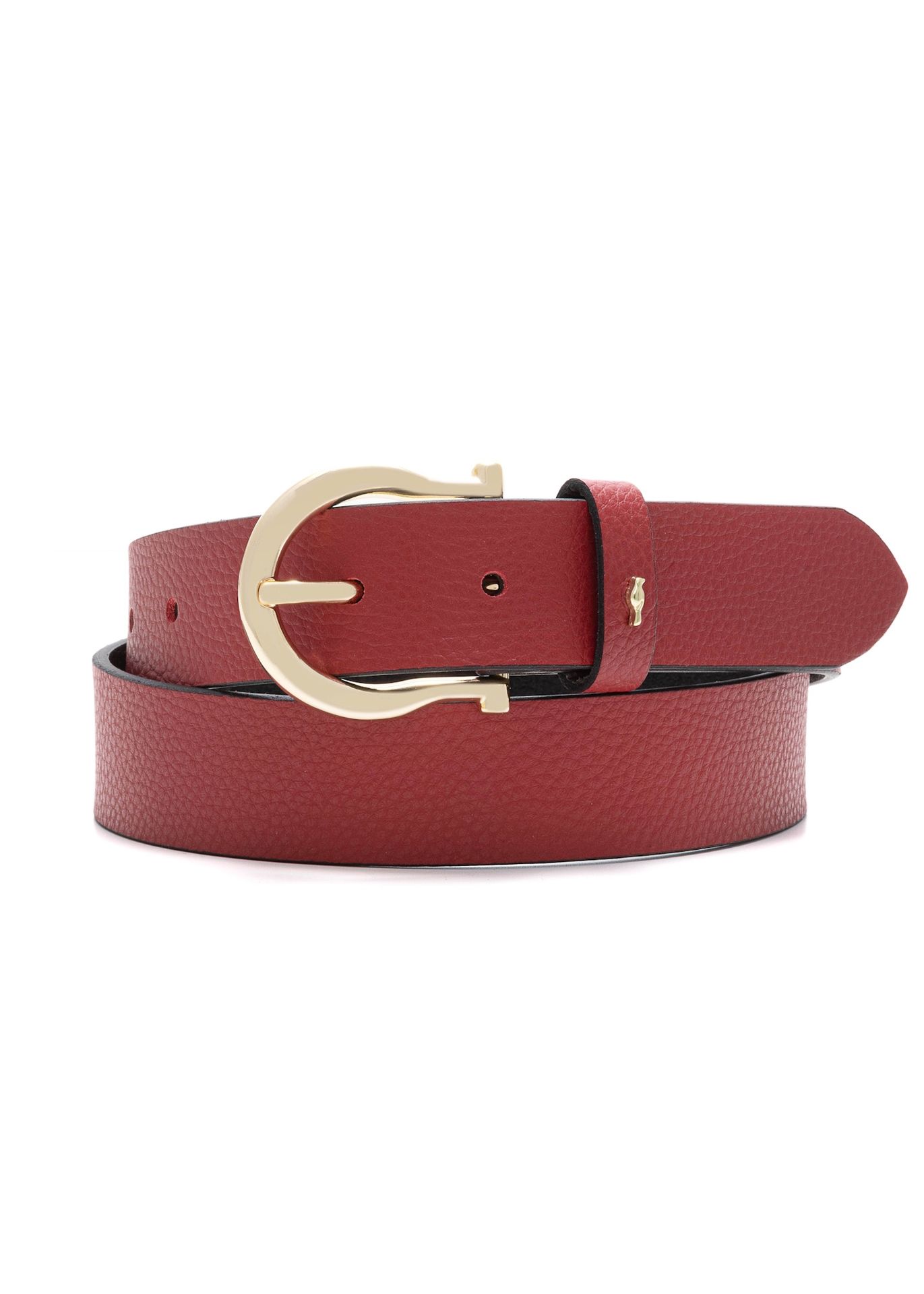 Skórzany pasek damski w kolorze czerwonym