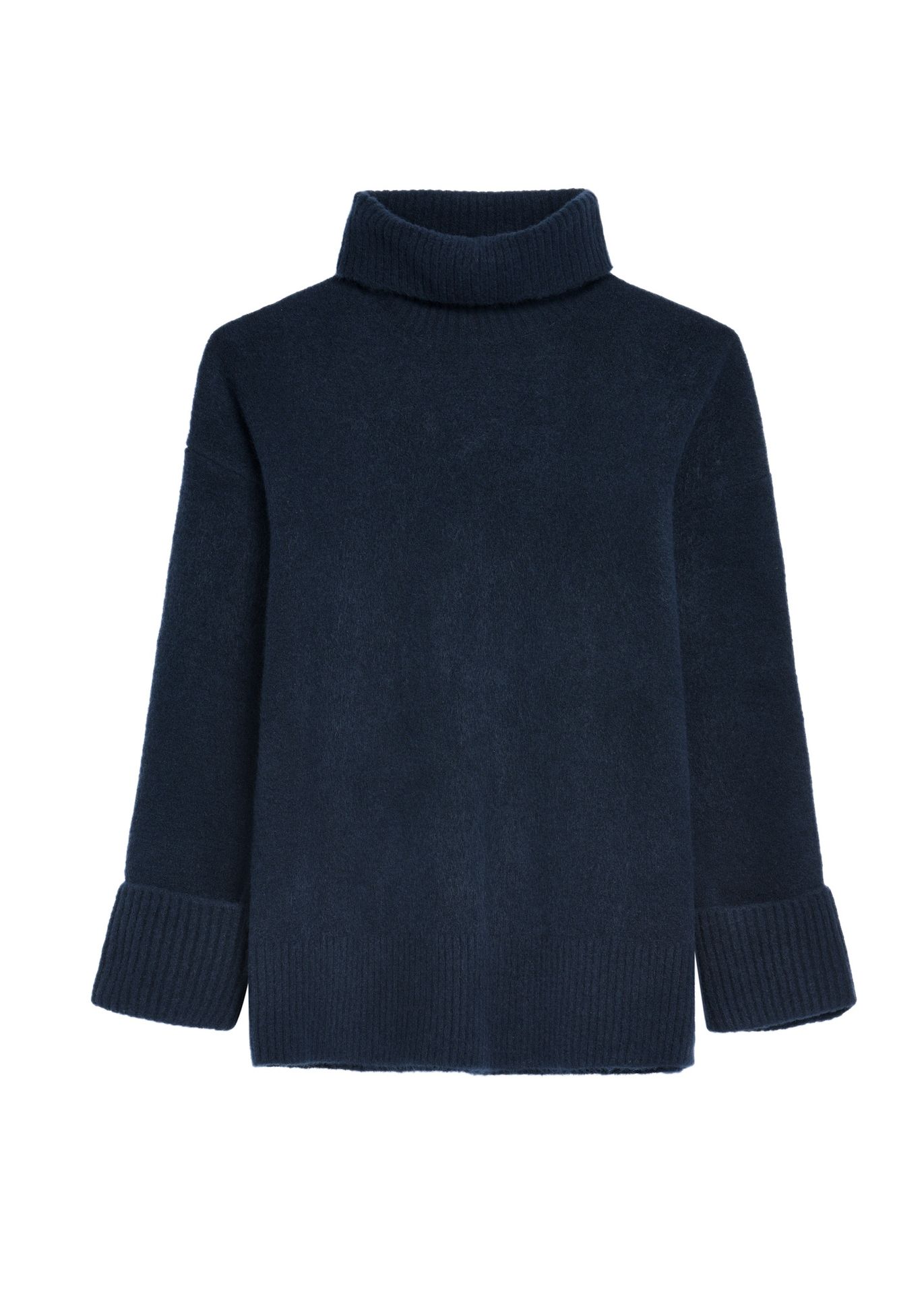 Granatowy golf damski z domieszką wełny