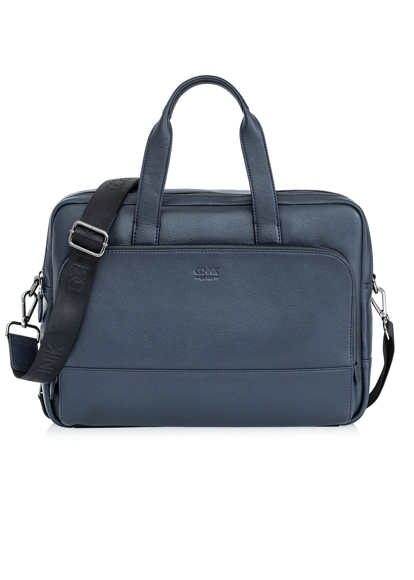 Granatowa skórzana torba męska