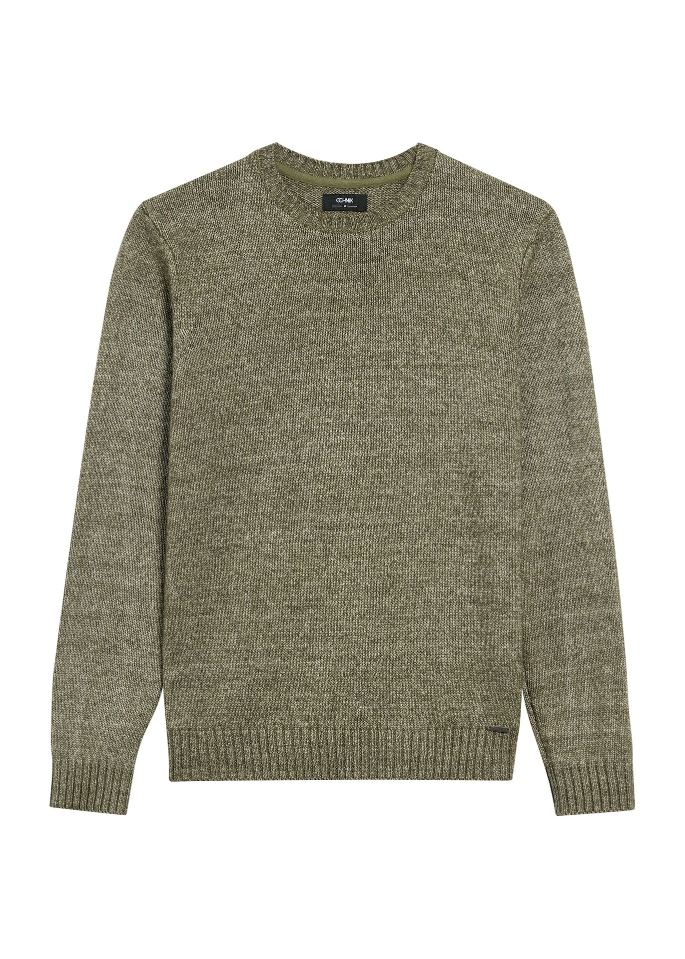 Sweter męski khaki z domieszką wełny
