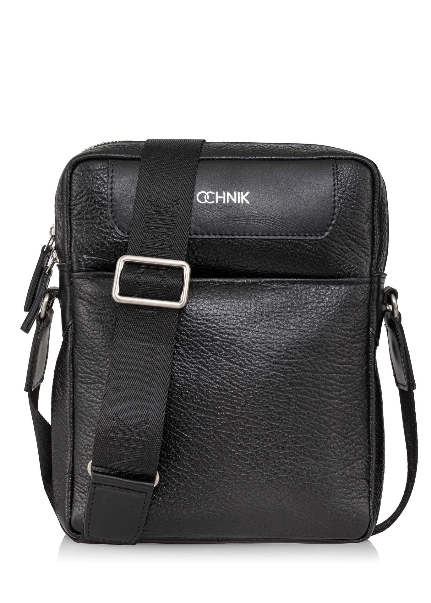 Czarna skórzana torba męska z logo