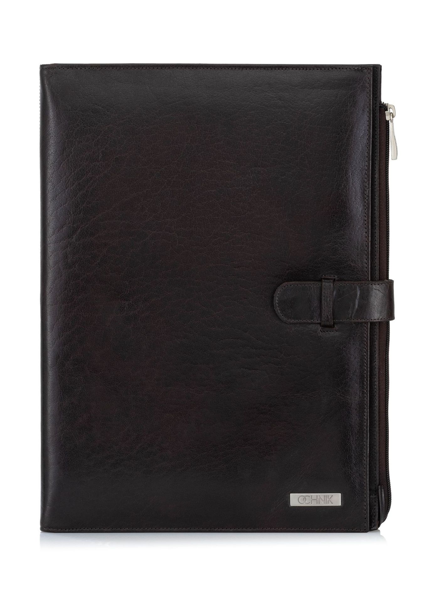 Ciemnobrązowa skórzana aktówka