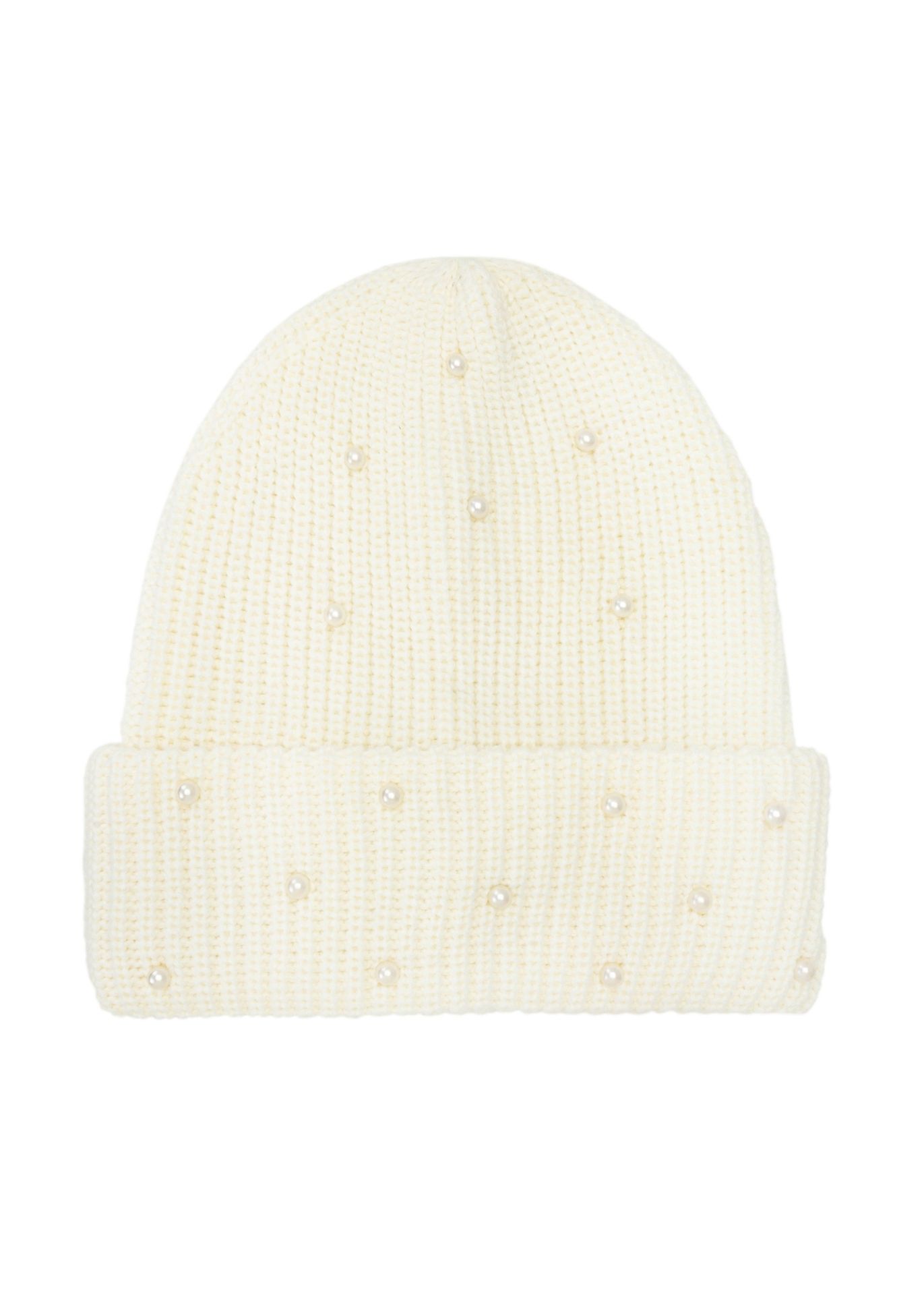 Biała czapka damska z wełną