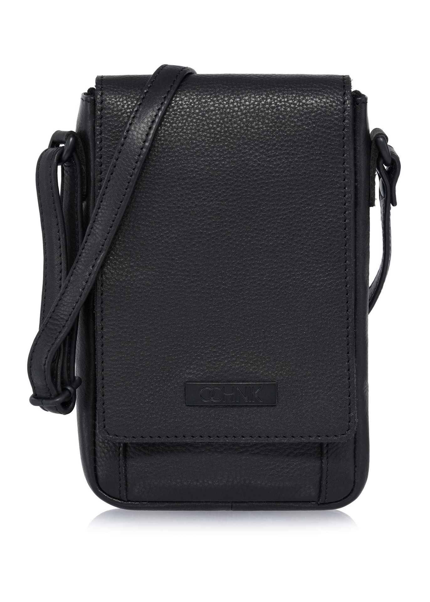 Czarna skórzana saszetka męska