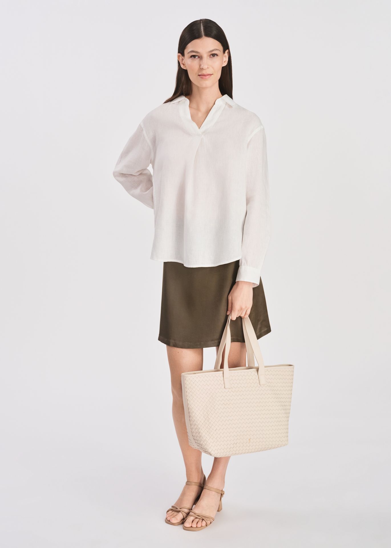 Skórzana kremowa torebka shopper damska