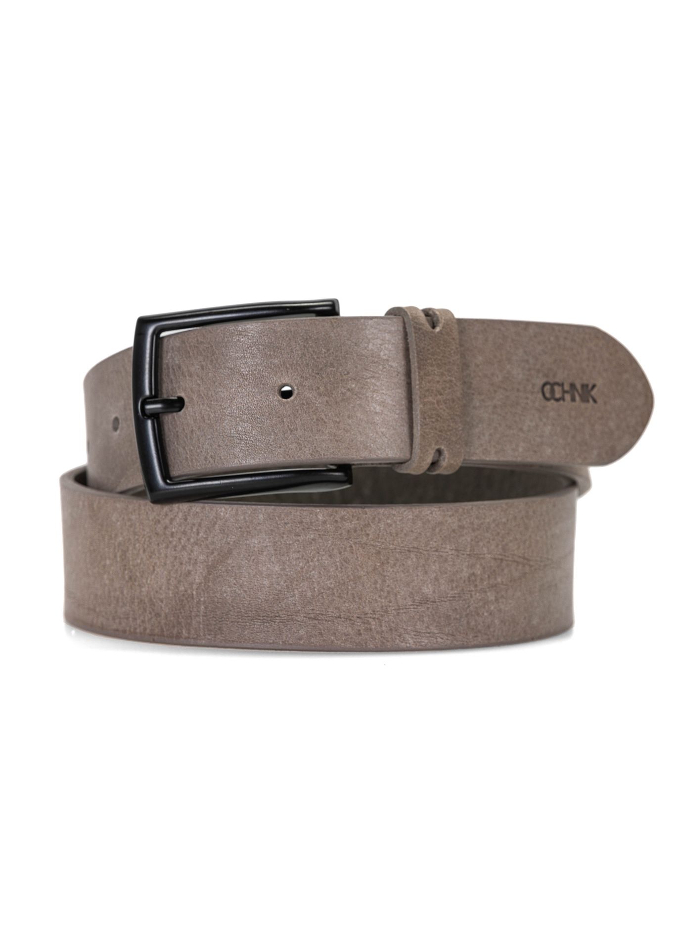 Szary skórzany pasek męski