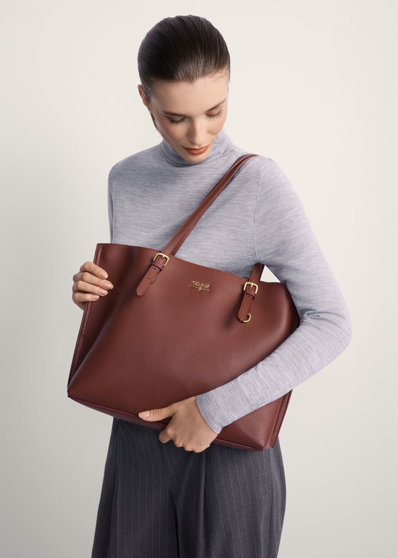 Bordowa duża torba shopper TOREC-1088-49(Z25)