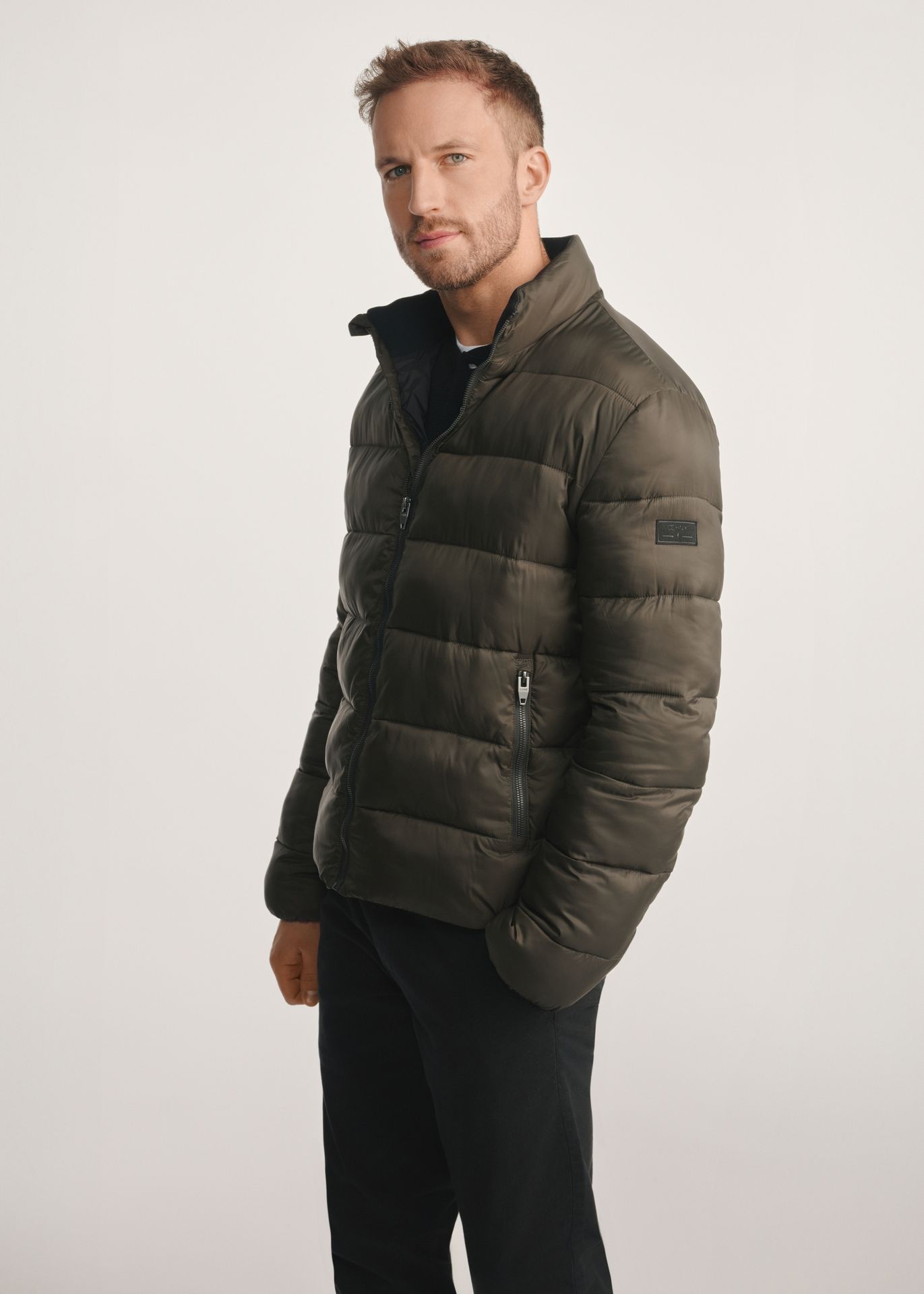 Oliwkowa kurtka męska przejściowa