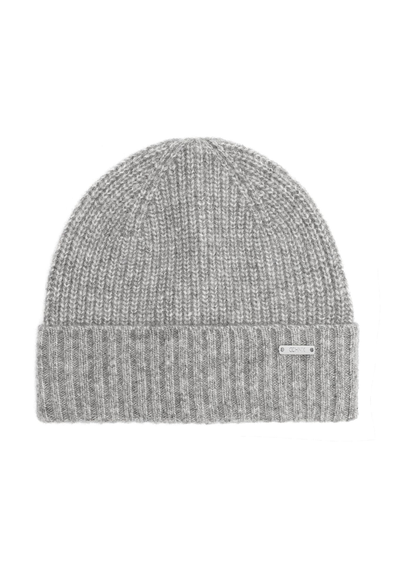 Szara czapka damska z wełną