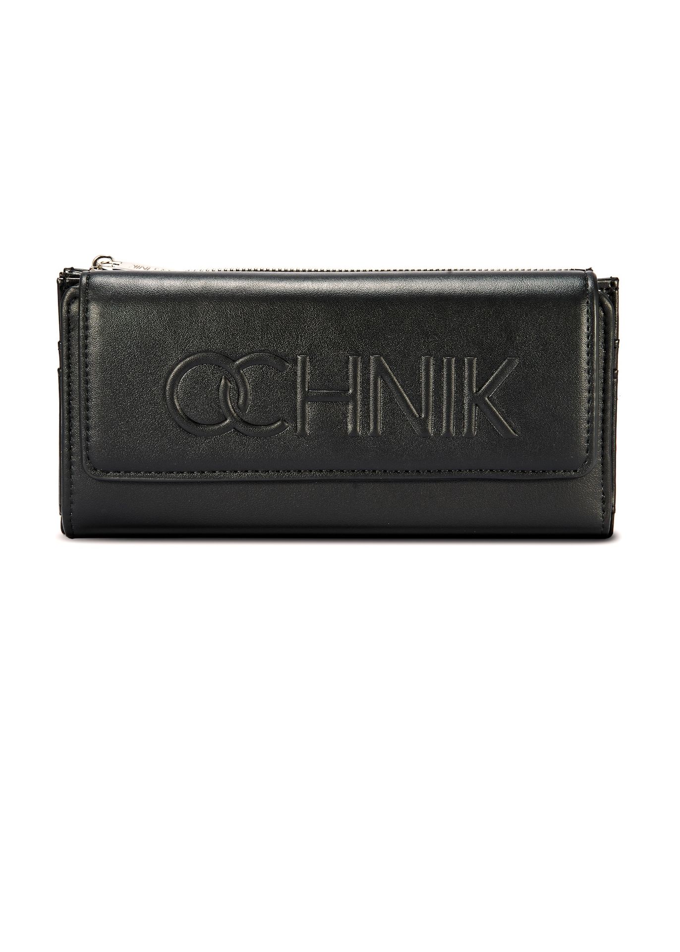 Czarny duży portfel damski z logo