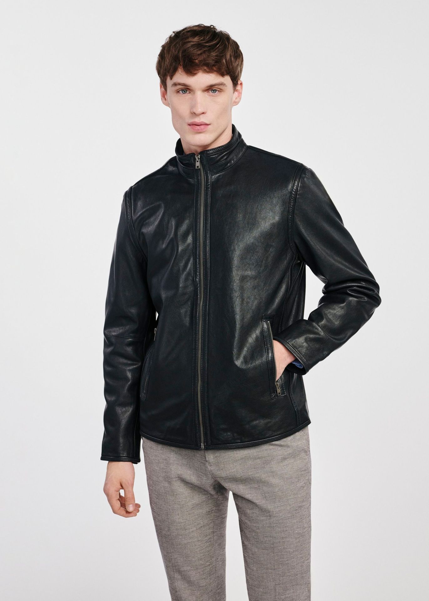 Skórzana czarna kurtka męska
