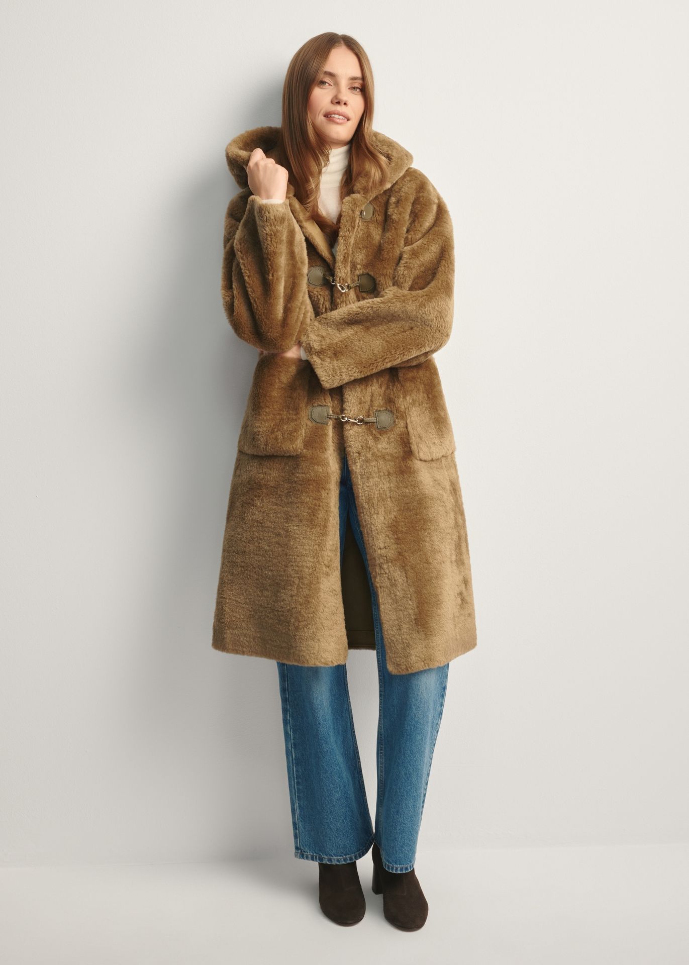 Futro damskie w kolorze khaki