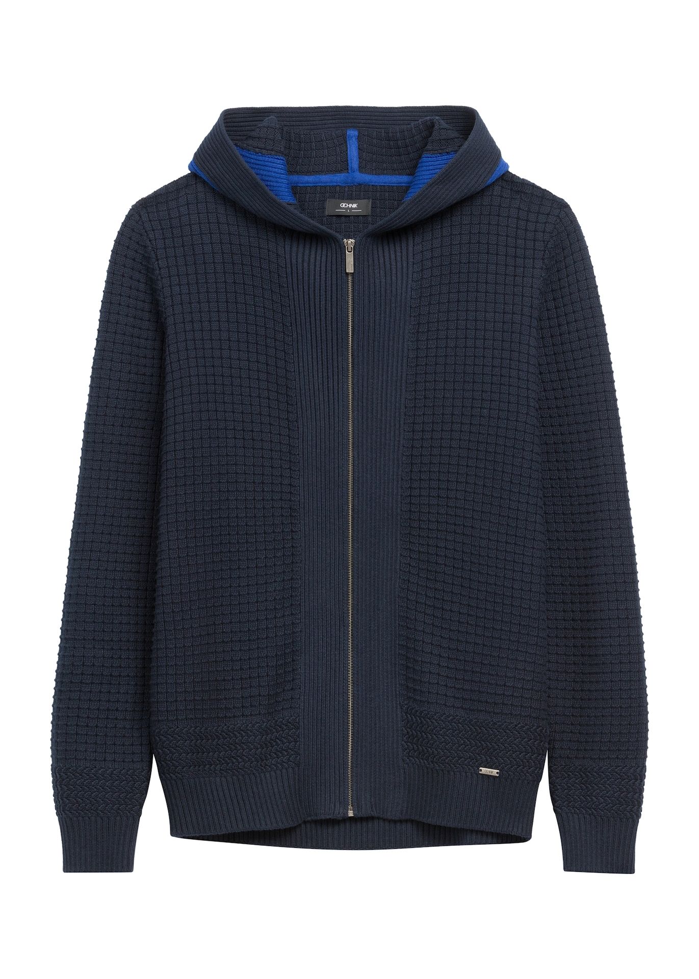 Granatowy sweter męski z kapturem