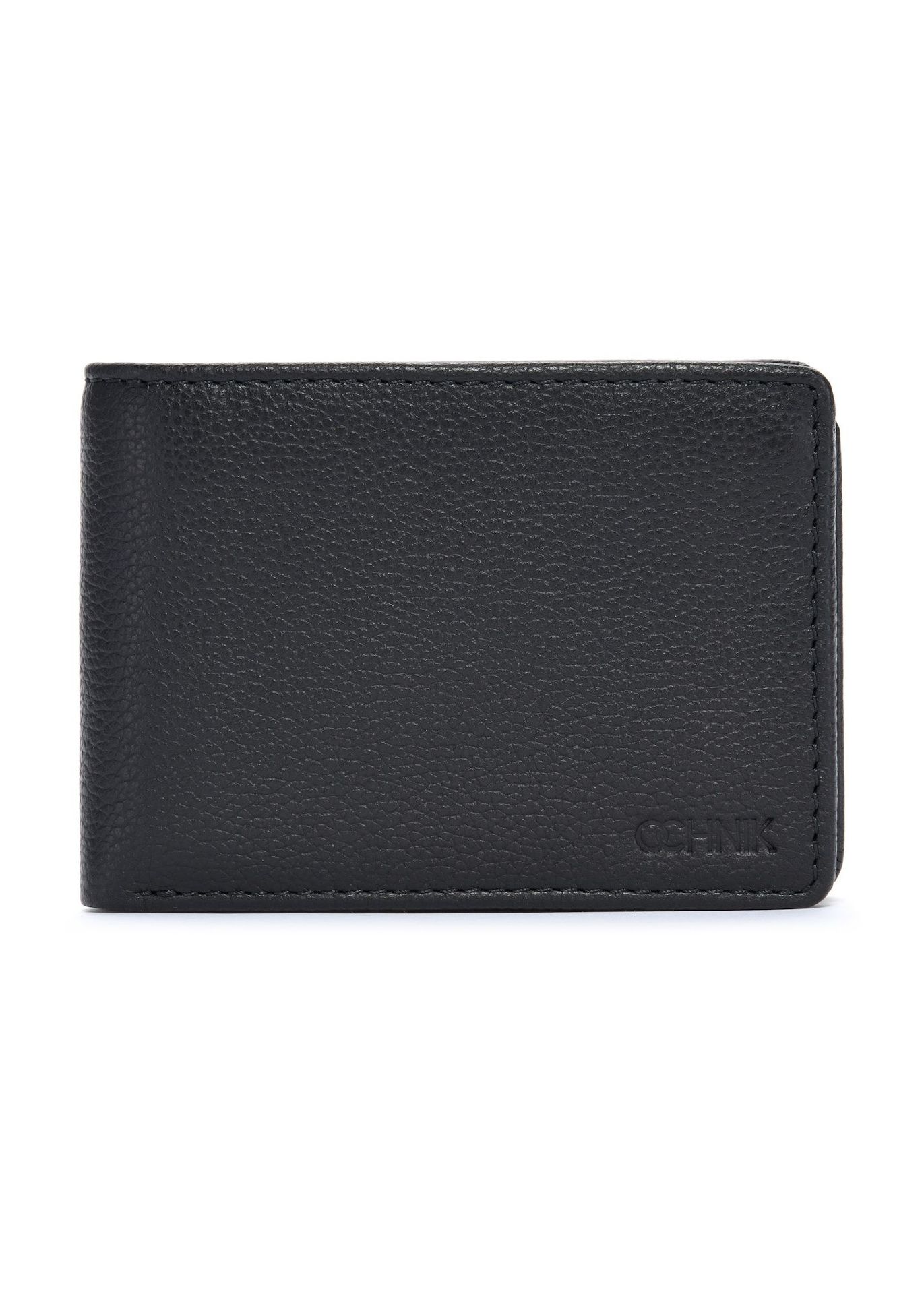 Czarny mały skórzany portfel męski