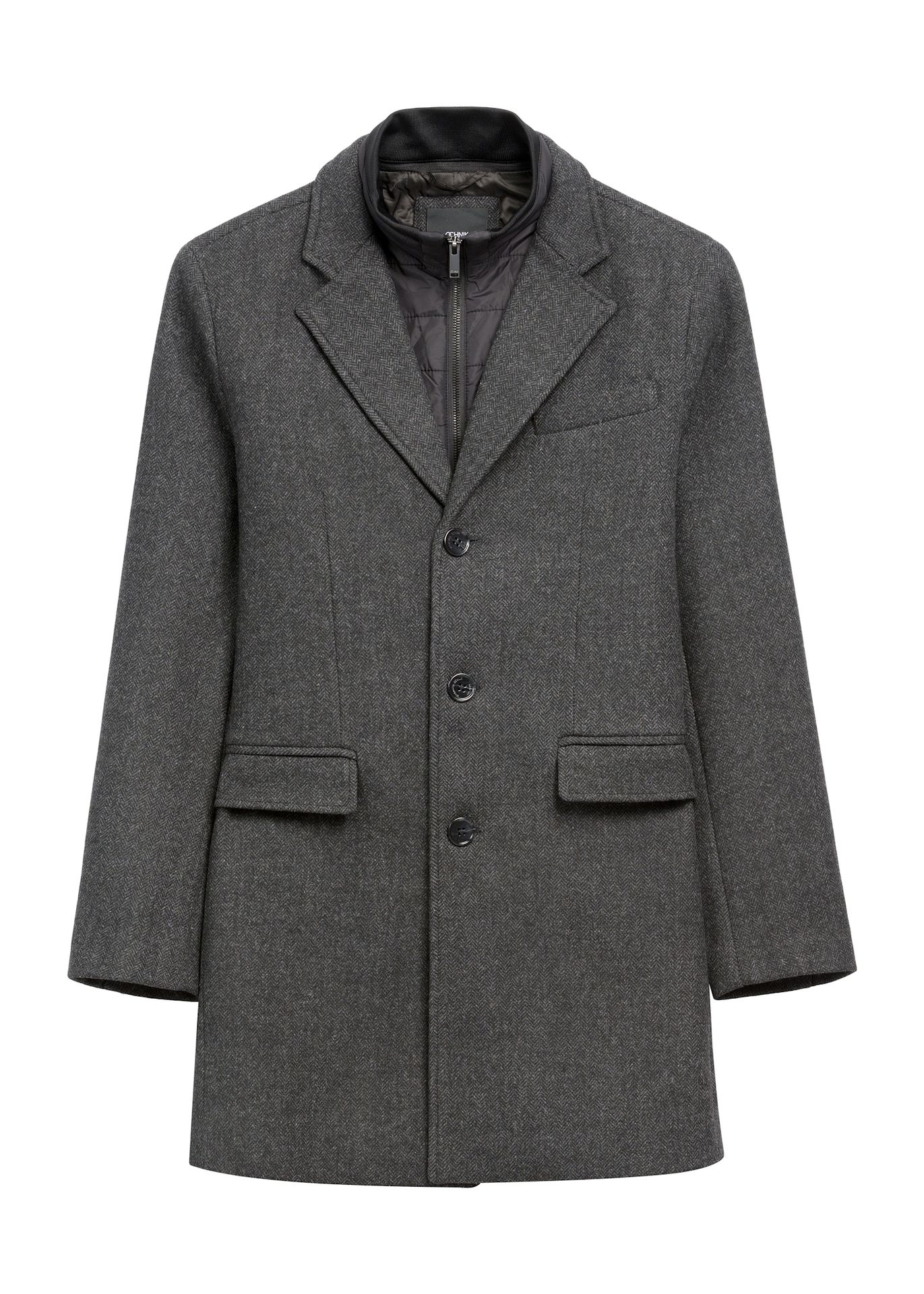 Szary płaszcz męski z wełną