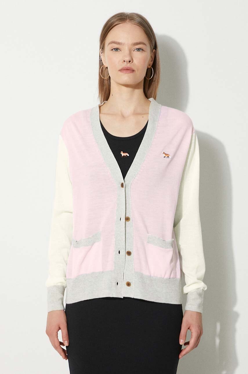 Maison Kitsuné kardigan wełniany Baby Fox Patch Regular Cardigan
