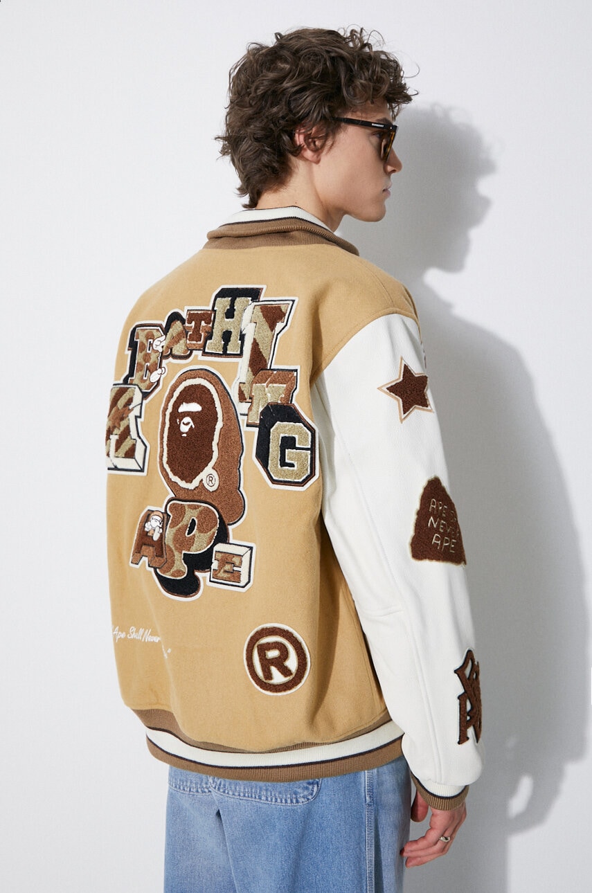 A Bathing Ape kurtka bomber wełniana Bape Multi Motif Varsity