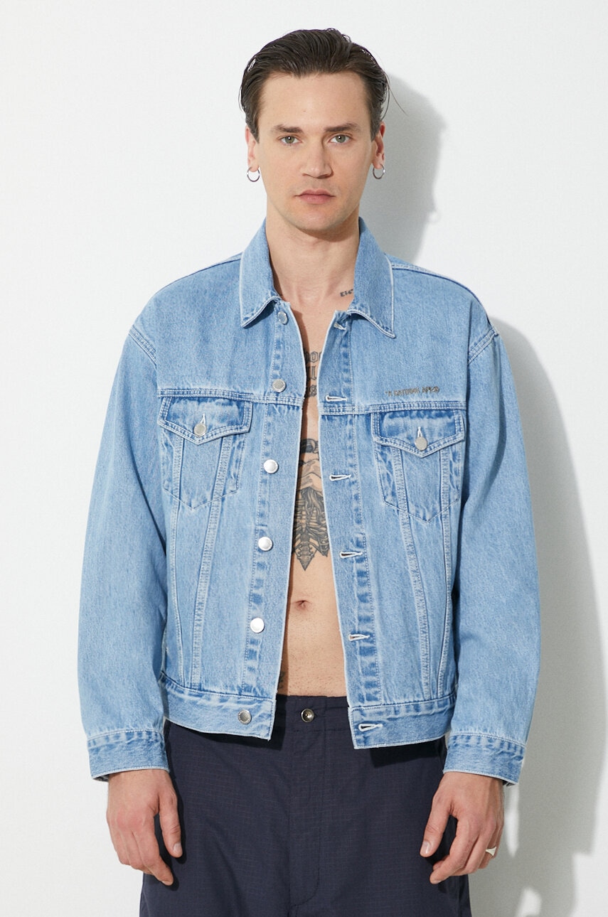 A Bathing Ape kurtka jeansowa Metal Logo Pin Denim Jacket