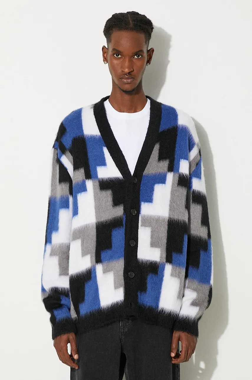 Marcelo Burlon kardigan z domieszką wełny AOP Damier Cross Knit Cardigan