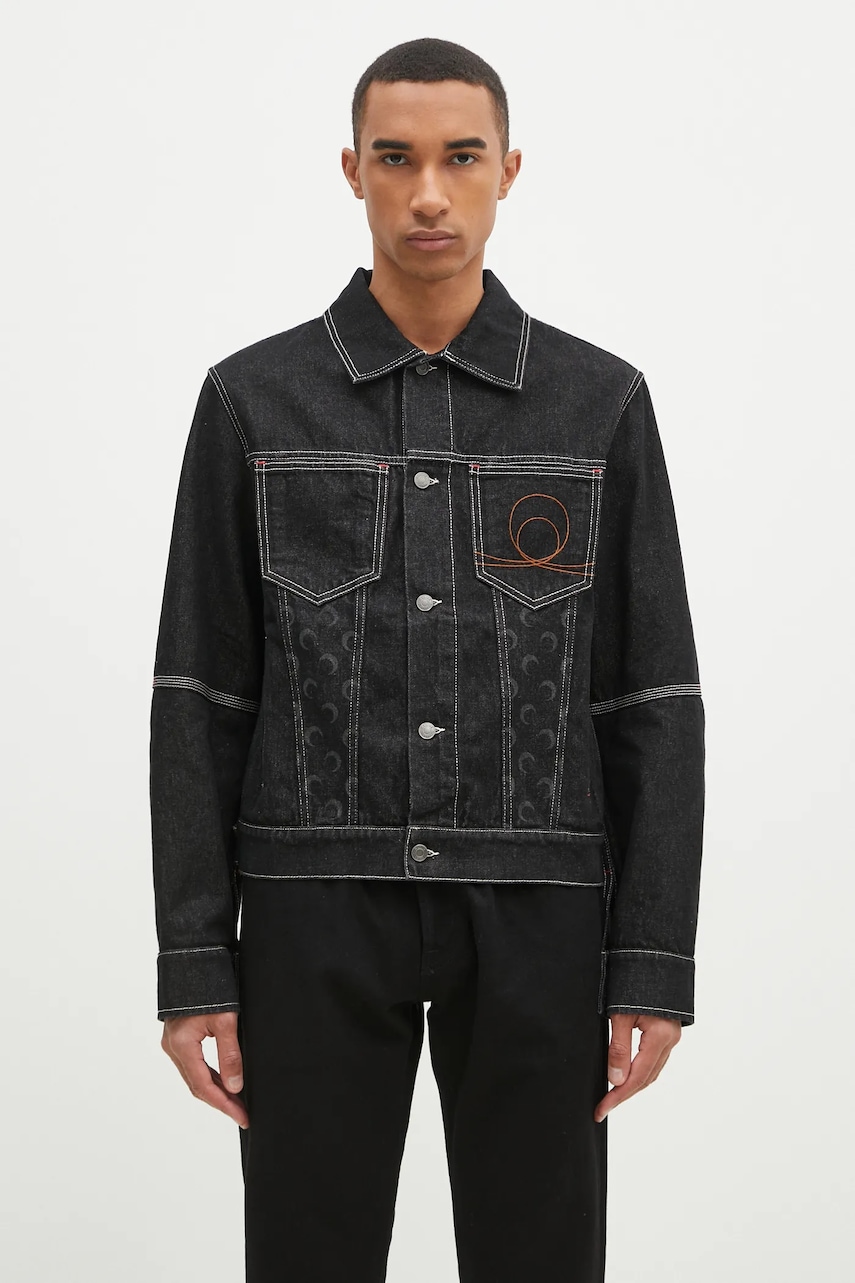 Marine Serre kurtka jeansowa Moon Laser Denim Trucker Jacket