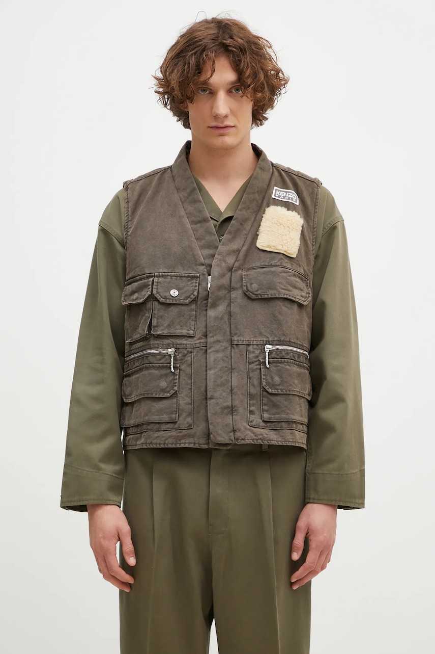 Kenzo bezrękawnik bawełniany Multipocket Gilet