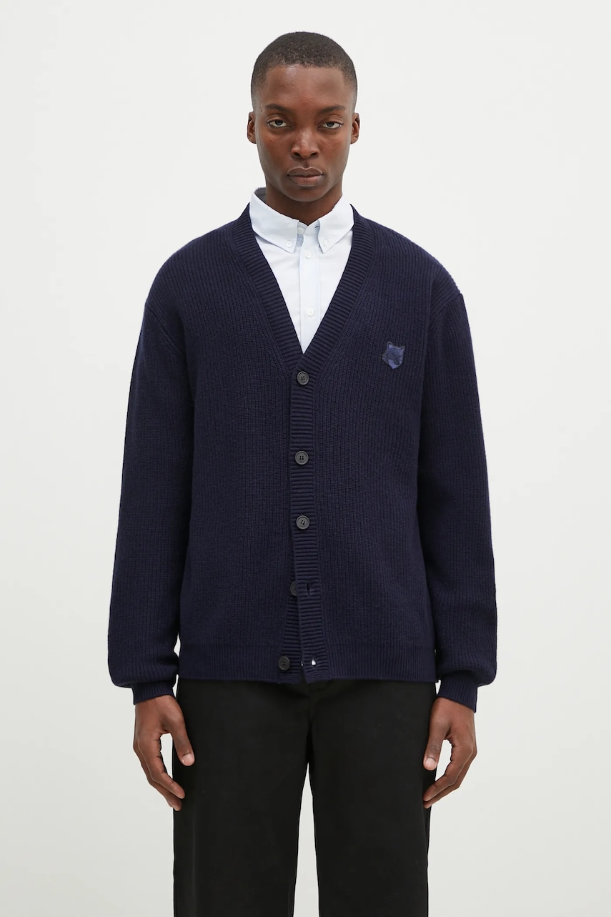 Maison Kitsuné kardigan z domieszką wełny Bold Fox Head