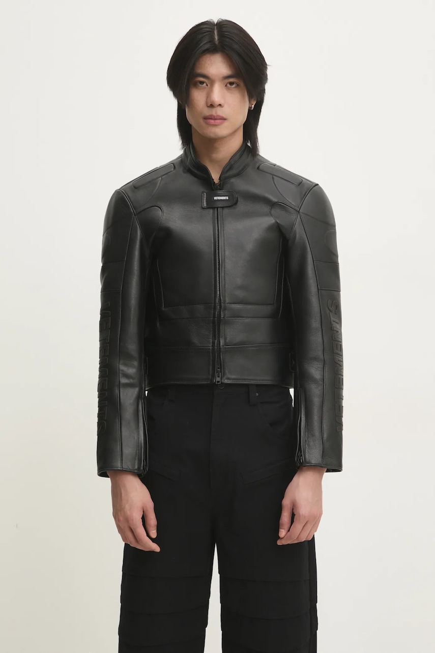 VETEMENTS kurtka skórzana Racing Logo