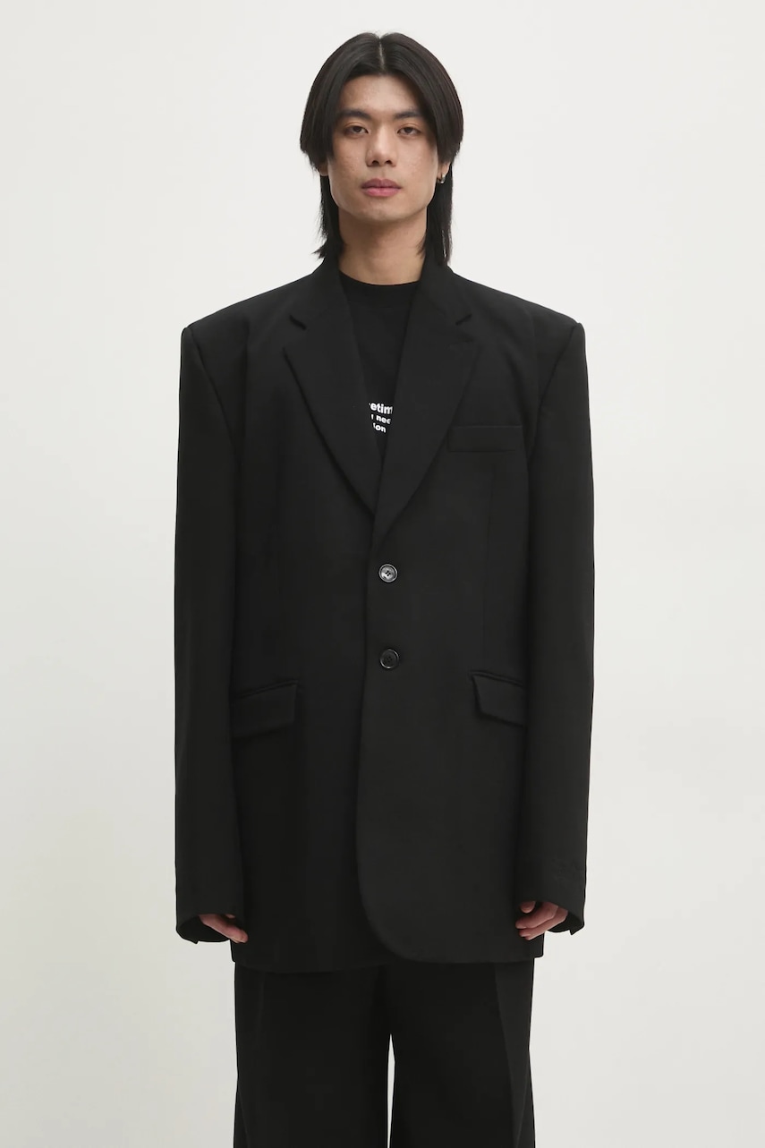 VETEMENTS marynarka wełniana Logo Embroidered Single Breasted