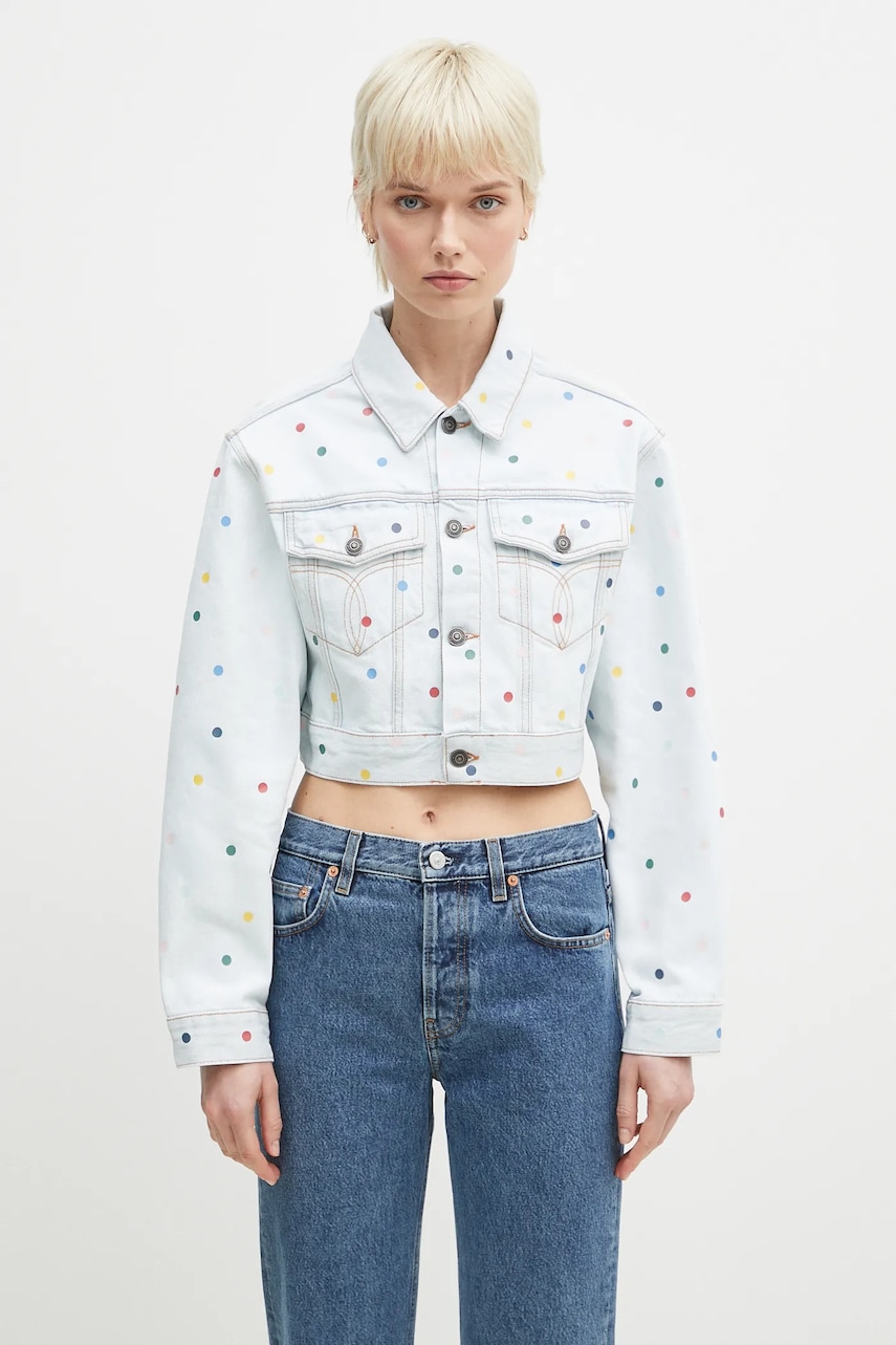 Fiorucci kurtka jeansowa bawełniana Confetti Dot Cropped Denim