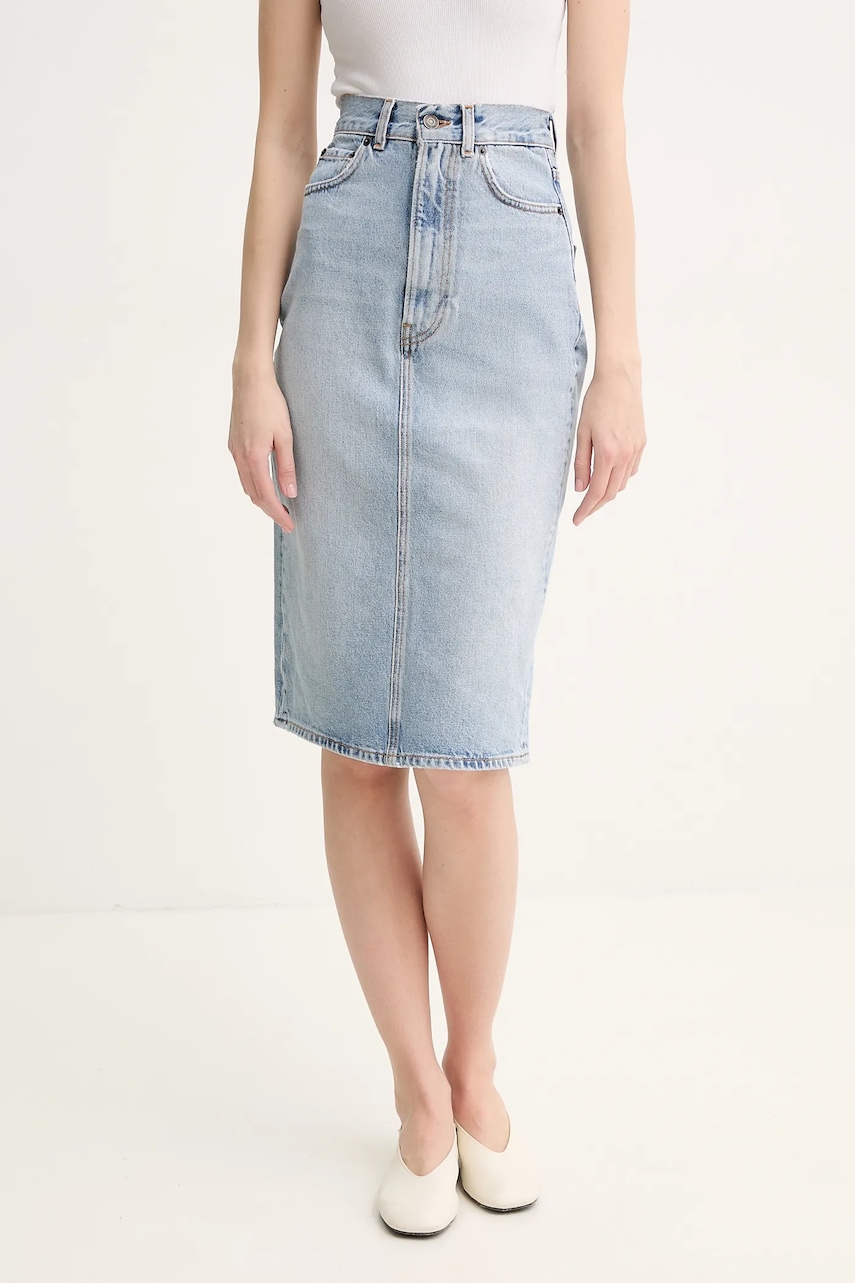 Fiorucci spódnica jeansowa Faded Heart Pocket Denim Midi Skirt