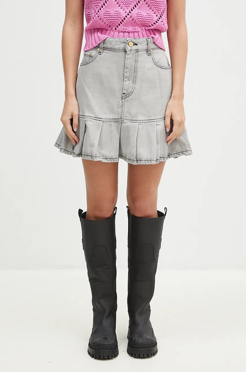 GANNI spódnica jeansowa Future Denim Pleated Mini Skirt