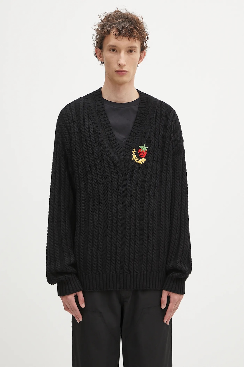 Sky High Farm sweter bawełniany Cableknit v-neck