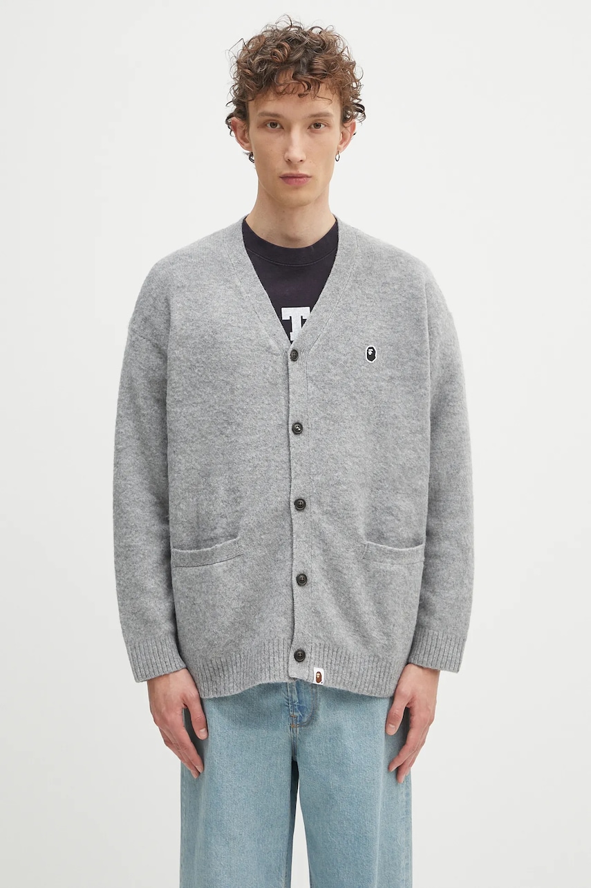 A Bathing Ape kardigan z domieszką lnu dziecięcy One point