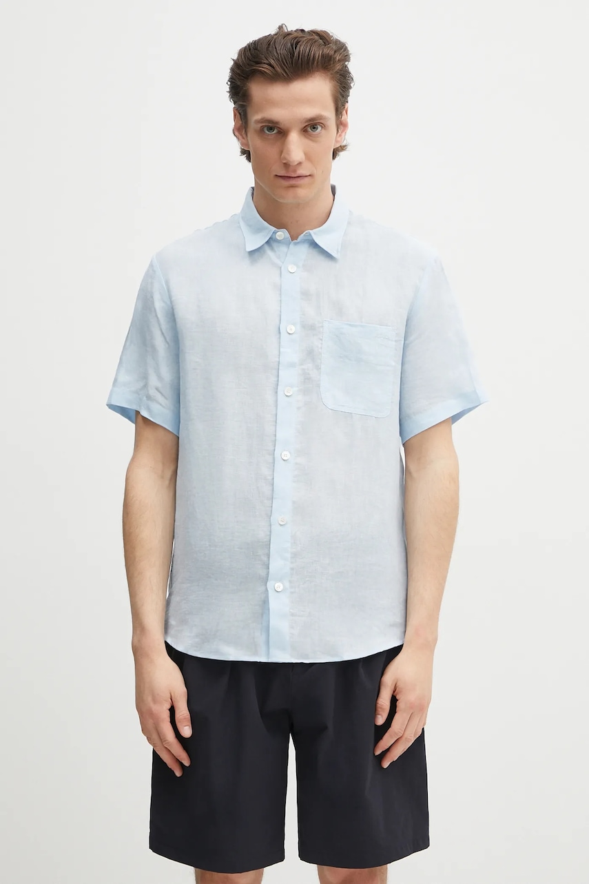 A.P.C. koszula lniana chemisette bellini logo