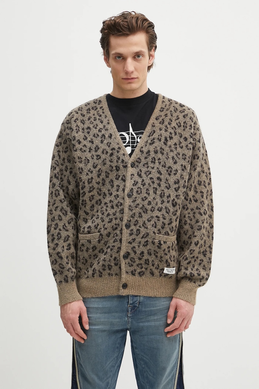 Wacko Maria kardigan wełniany Leopard Mohair