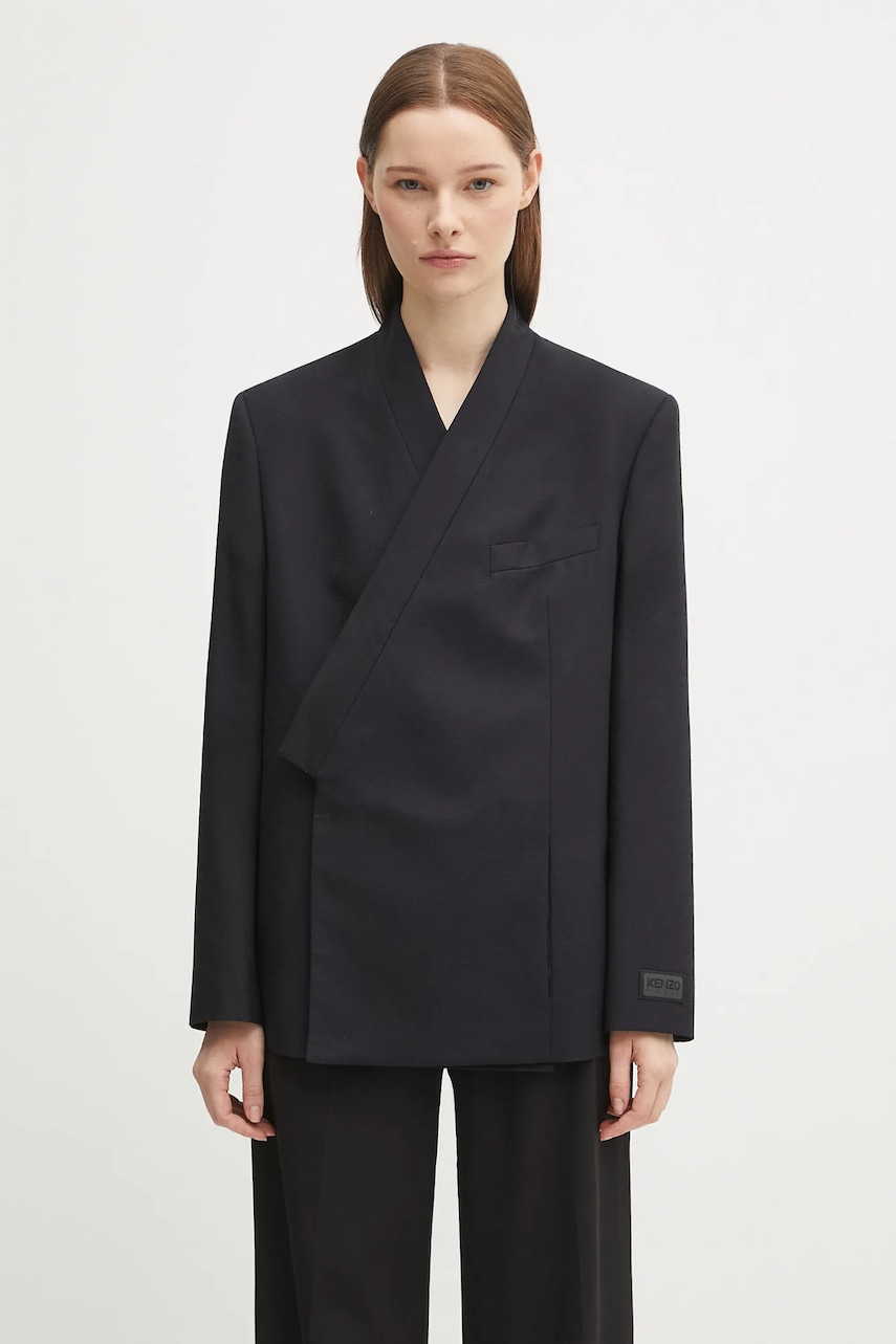 Kenzo marynarka wełniana Weave Kimono Blazer