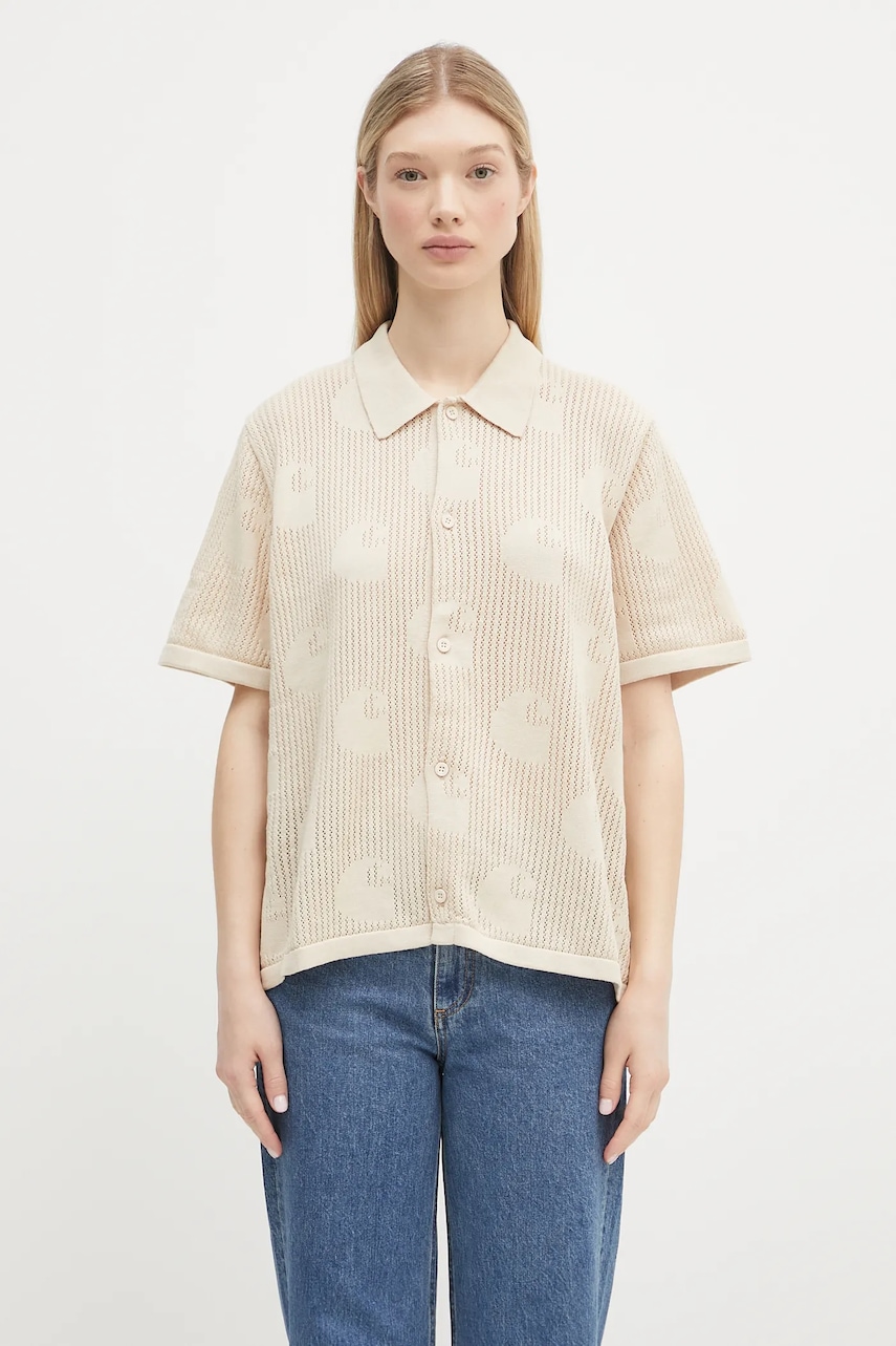 Carhartt WIP koszula bawełniana W’ S/S Temple Knit Shirt