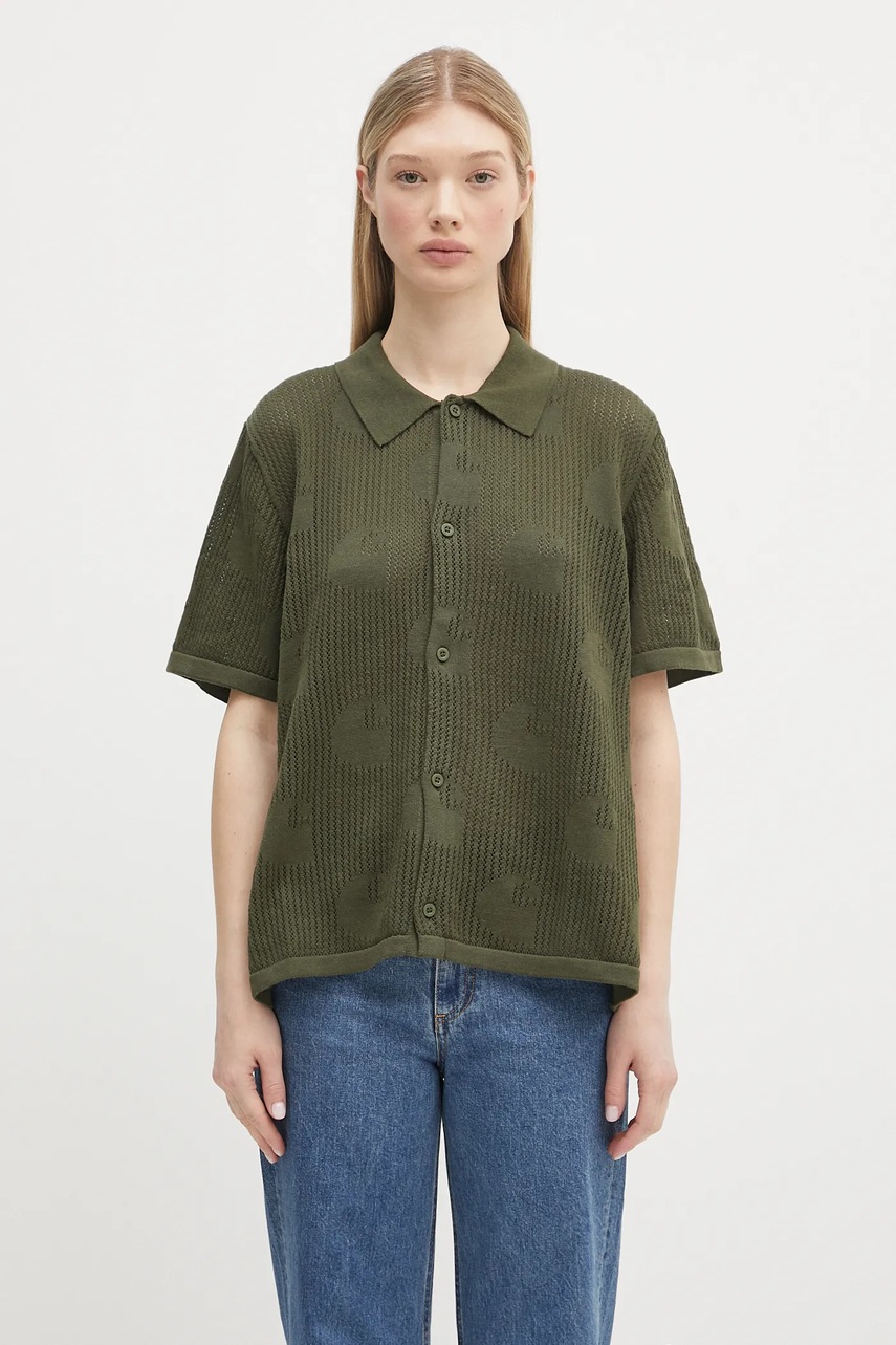 Carhartt WIP koszula bawełniana W’ S/S Temple Knit Shirt