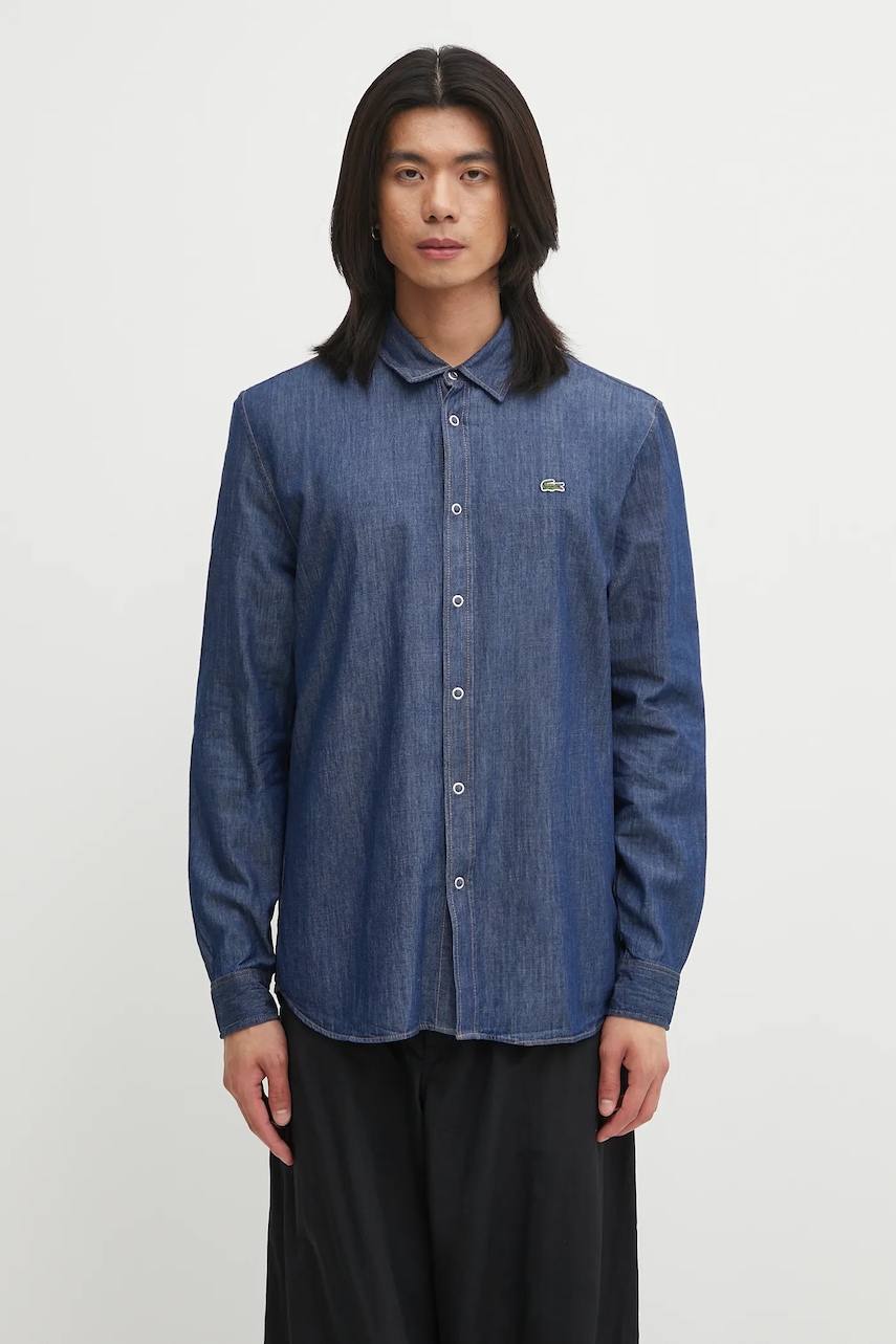 Lacoste koszula bawełniana jeansowa