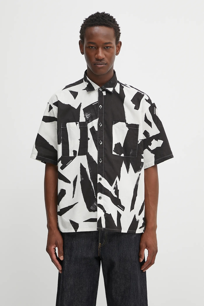 NEIGHBORHOOD koszula bawełniana abstract pattern plain shirt ss