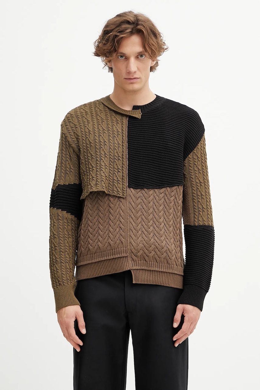 Andersson Bell sweter z wełną Patchwork Asymmetric Crewneck