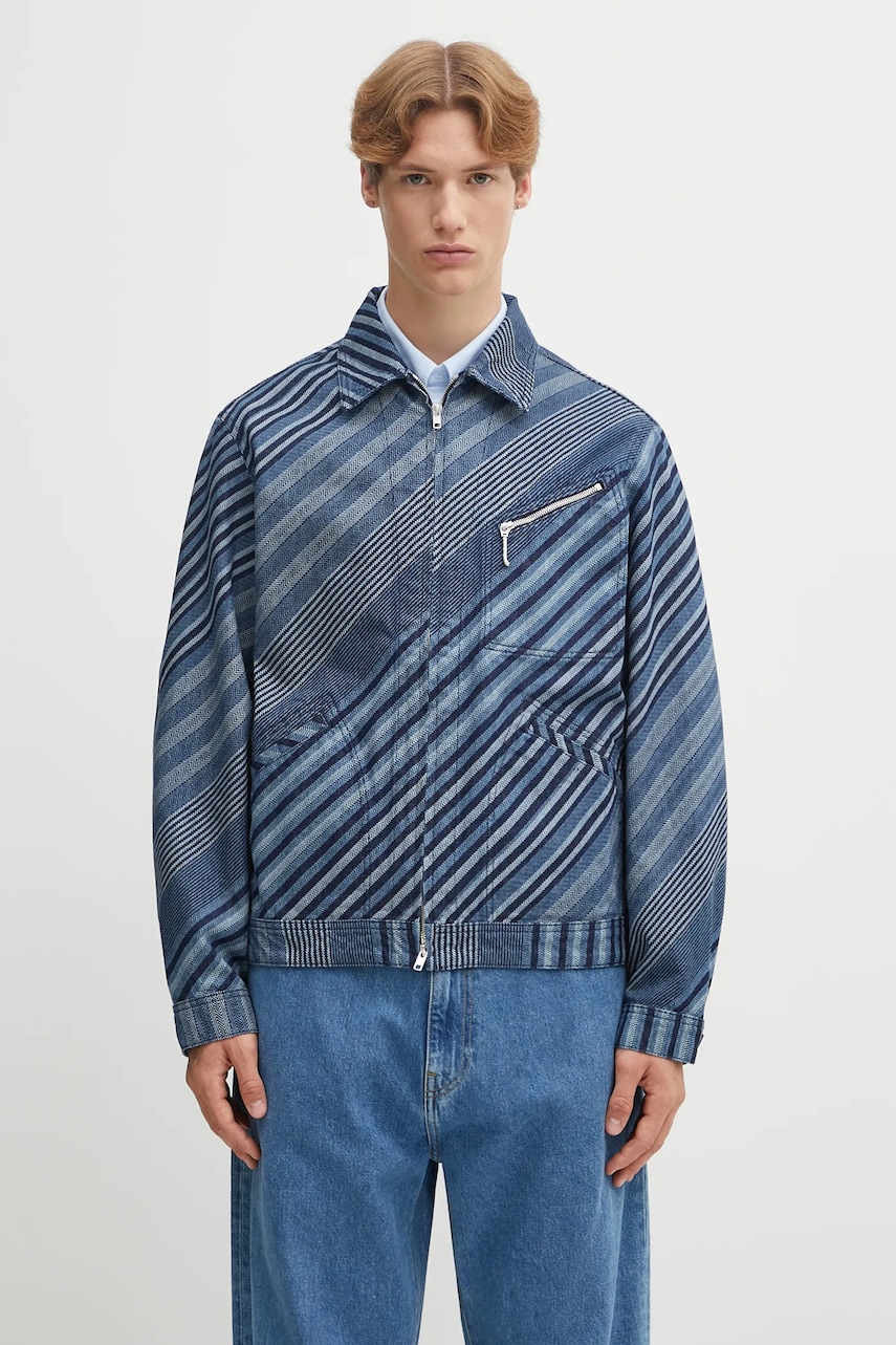 Kenzo kurtka jeansowa Diagonal Stripe Zipped Trucker