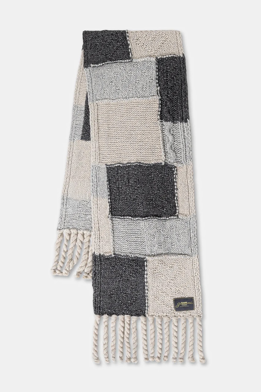 GANNI szalik z dodatkiem wełny Wool Cotton Bubble
