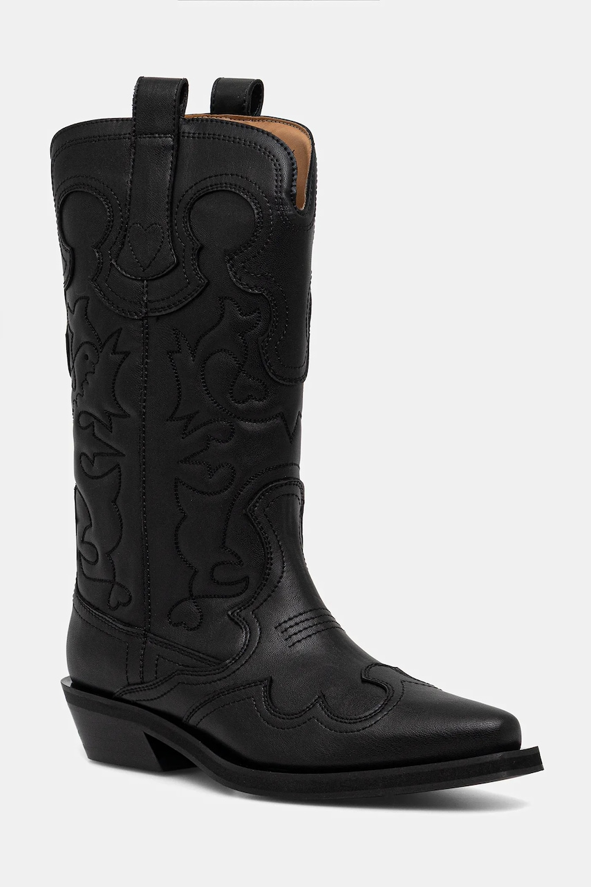 GANNI kowbojki Mid Shaft Embroidered Western Boot