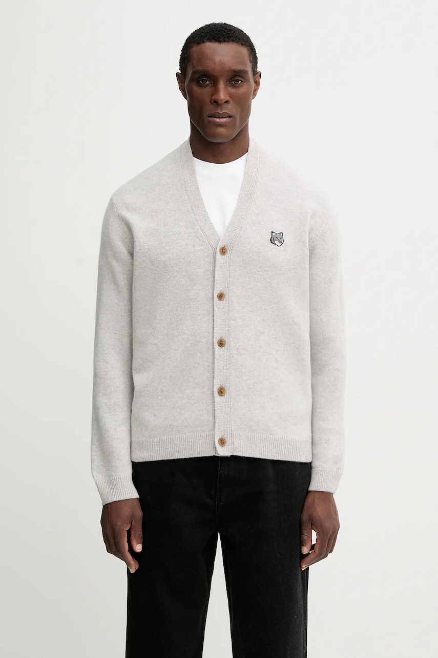 Maison Kitsuné kardigan wełniany Fox Head Lambwsool Comfort