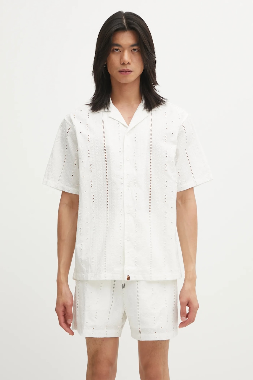 A Bathing Ape koszula bawełniana Embroidery Open Collar